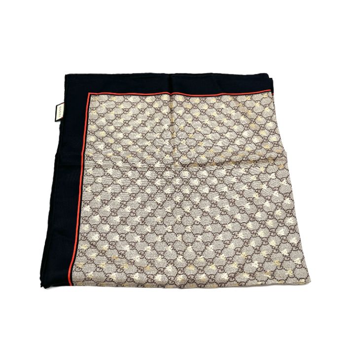 ♥ 保管品 GUCCI グッチ GG ビー シルク スカーフ eH0669N