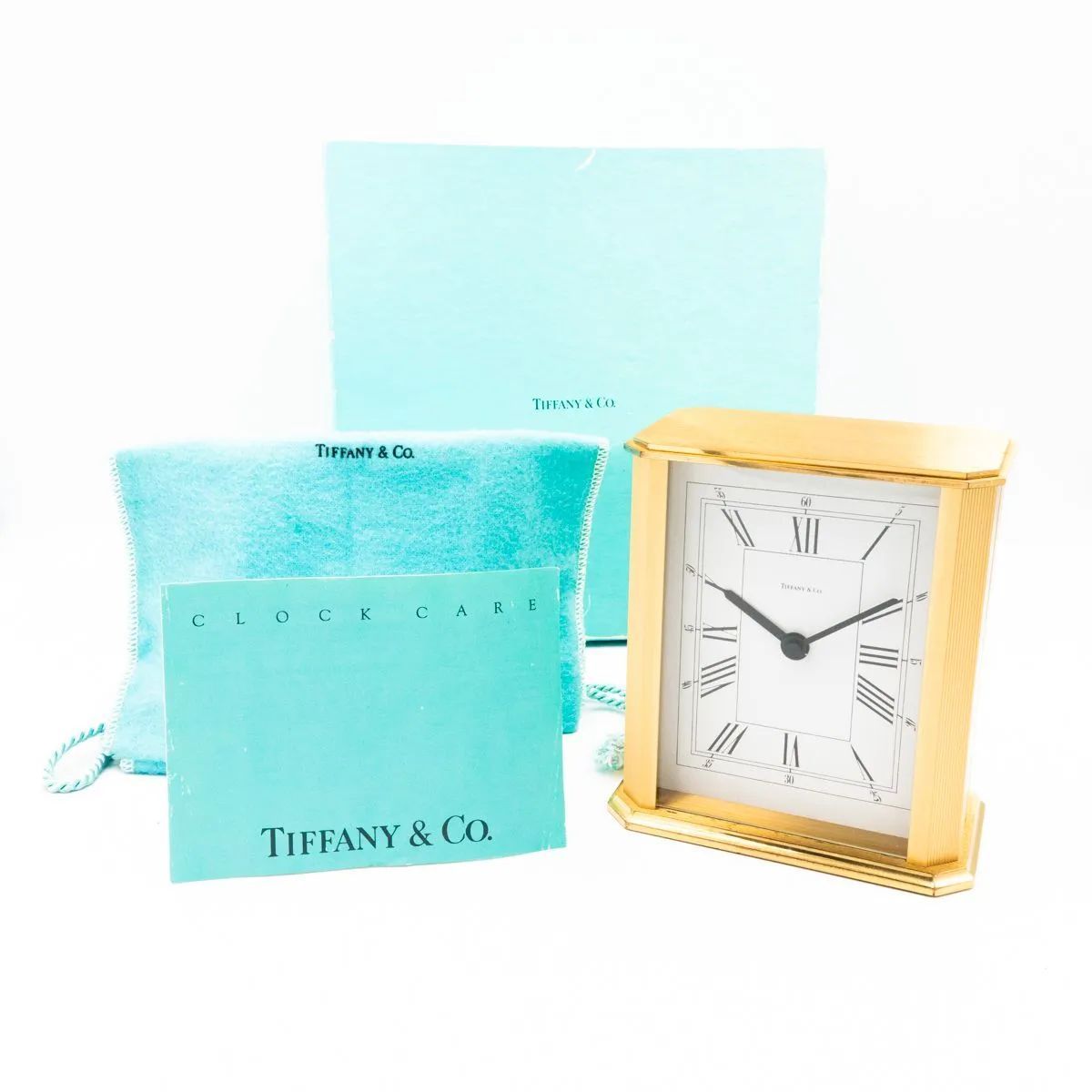 Tiffany & Co. ゴールドカラー　サイコロ型　置き時計　ティファニー Tiffany & Co. ゴールドカラー サイコロ型 置き時計