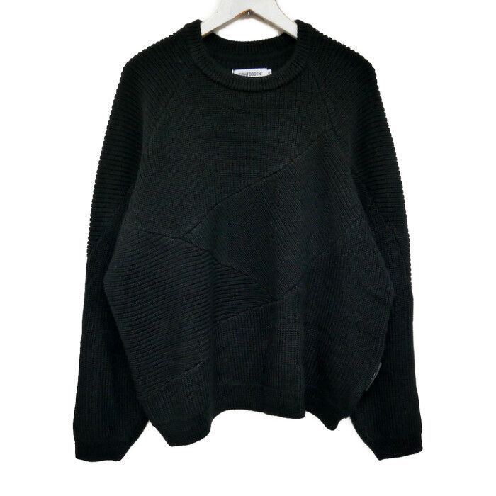 TIGHTBOOTH PRODUCTION TBPR タイトブース 国内正規 23AW SPLICE KNIT SWEATER スプライスニットセーター 切り替え ラグラン FW23-KN01 Black ブラック 黒 M