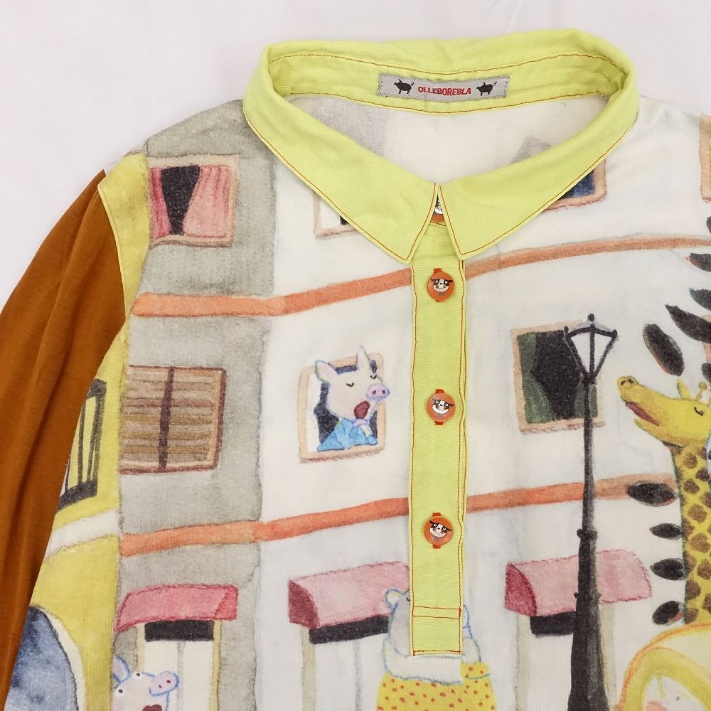 アルベロベロ OLLEBOREBLA オレボレブラ ニット ポロシャツ 長袖 ブタさん アニマルプリント トップス キャメル レディース 【中古】 アルベロベロ OLLEBOREBLA オレボレブラ ニット ポロシャツ 長袖
