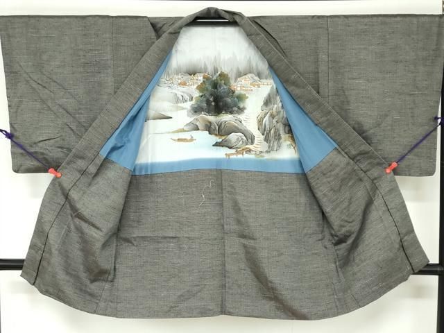  平和屋着物 男性 紬 アンサンブル 長羽織 160亀甲 正絹 ud 着物セット 着物 浴衣