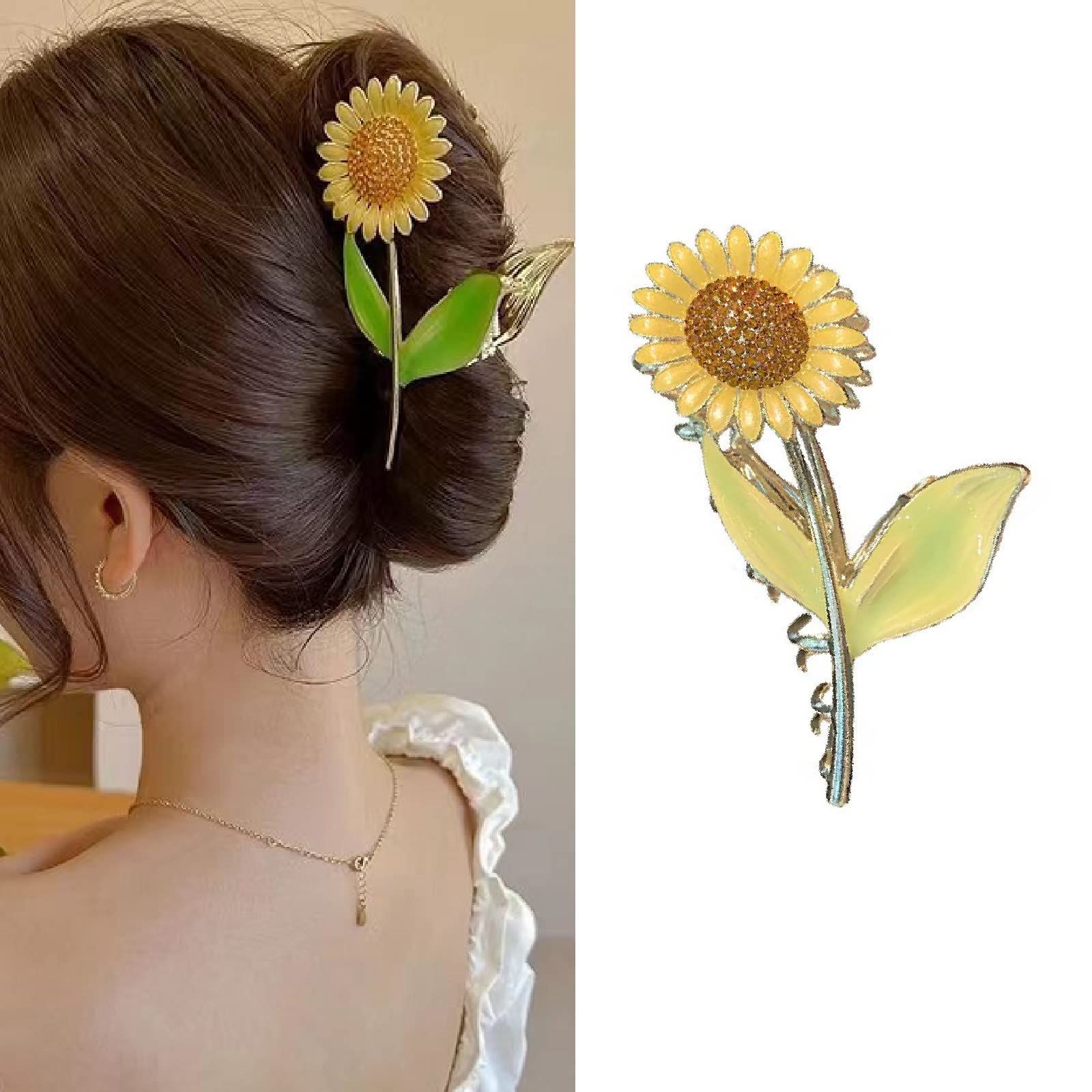 髪飾り 髪留め クリップ ヘア 大きめ 韓国風 シンプル オフィス おしゃれ ヘアクリップ 贈り物 バンスクリップ レディース用 HAPVITAL ヒマワリ