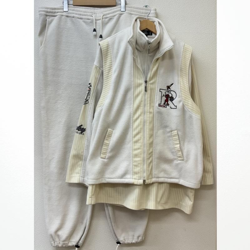 USED 古着 セットアップ ROCKY RABBIT ロゴ 3ピース フリース ベスト ハーフジップトレーナー パンツ