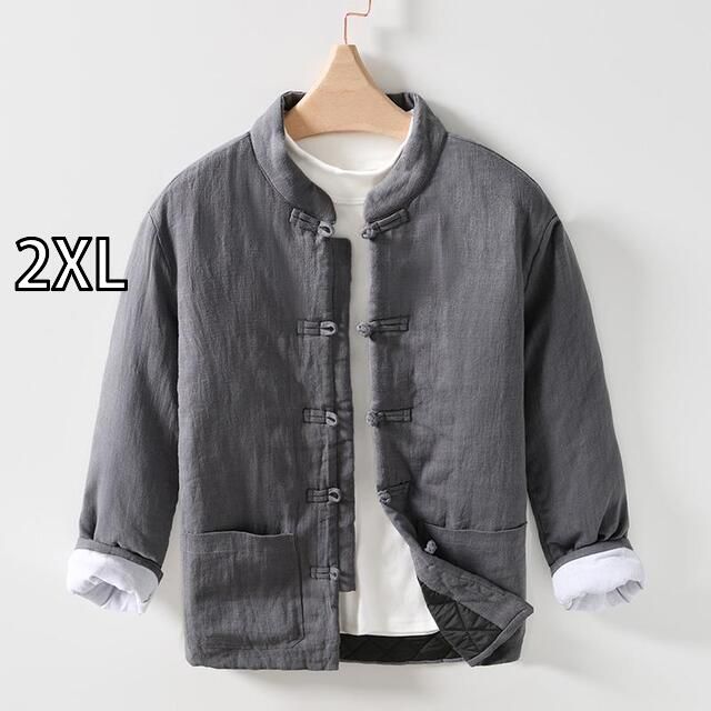 2XL 秋冬 コーデ メンズ 服 シンプル ファッション オシャレ 大人 かっこいい 大きいサイズ ストリート 紳士服 綿麻 レトロ 唐 ジャケット