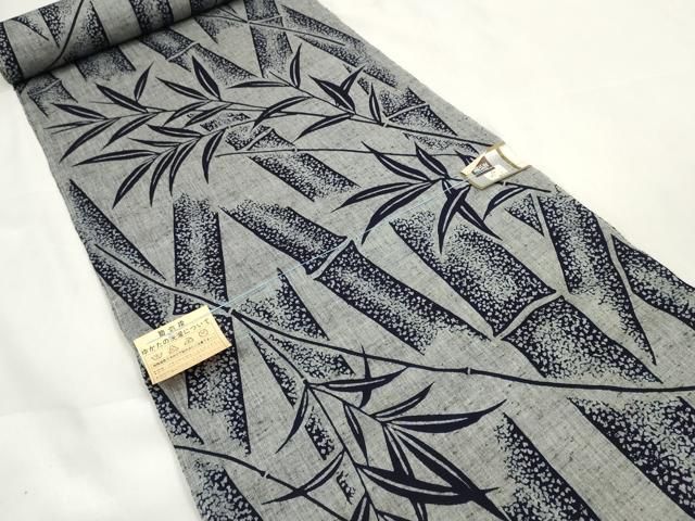 平和屋着物*夏物 浴衣 反物 着尺 助六染 笹竹文 綿 ♥ DAAW7534zzz