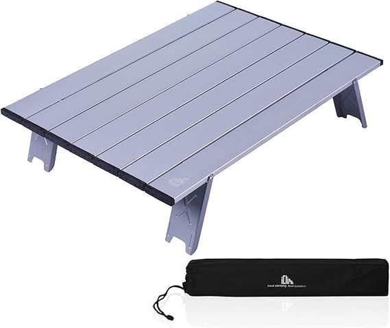 【在庫処分】iClimb アウトドアテーブル ミニローテーブル キャンプ テーブル 折畳テーブルアルミ製 耐荷重30kg 超軽量0.68kg コンパクトソロキャンプ BBQ 登山 ツーリング 収納袋付きャンプ テーブル 56×41×12.5cm 耐荷重