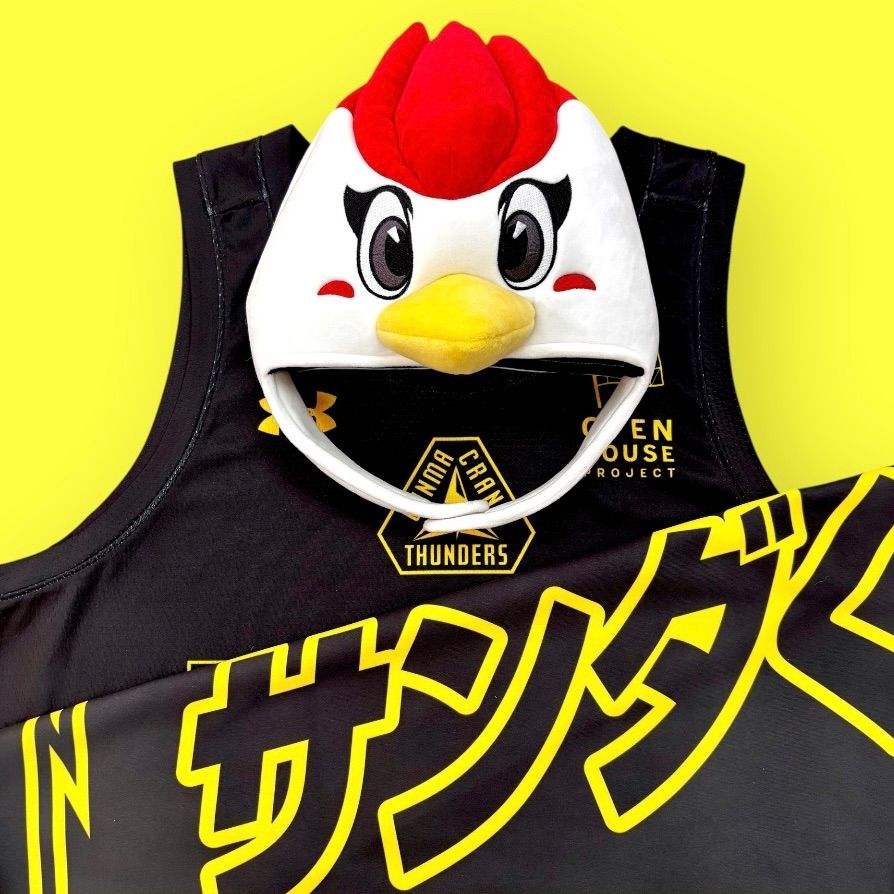 Bリーグ群馬クレインサンダース 応援グッズ バスケットボール ❶なりきりサンダくん ❷ユニフォームXL LL ❸プレーヤーズタオル 応援3点セット 3点ともワンオーナー 後 AYA 25041301001J