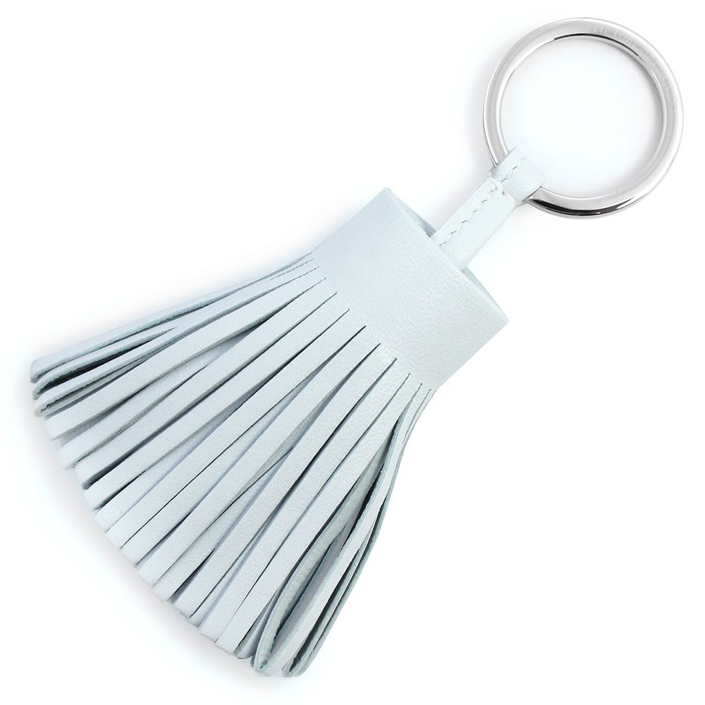 エルメス カルメン キーホルダー キーリング バッグチャーム アニューミロ ラムスキン レザー ブルーブリュム シルバー金具 HERMES ♥品