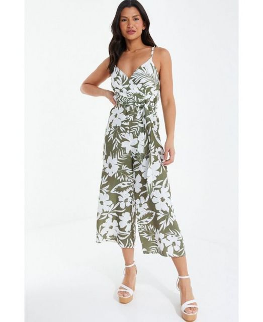 【送料無料】 クイズ レディース ジャンプスーツ トップス Women's Tropical Culotte Jumpsuit Green