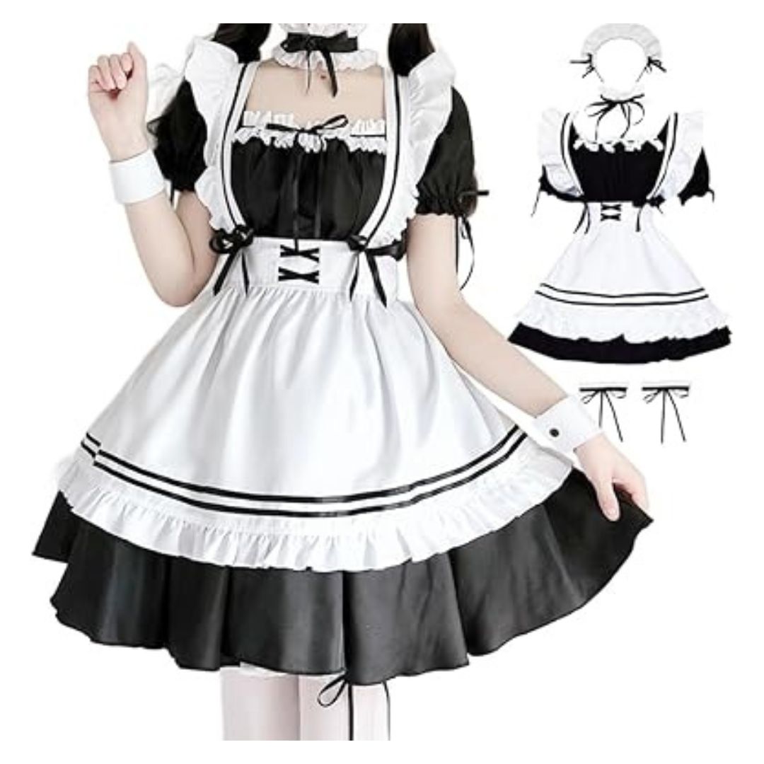 メイドエプロン ショート　5点セット 新着商品】[GEAHOL] メイド服 コスプレ コンカフェ メイド