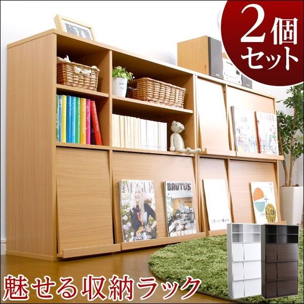 魅せて隠す収納 ディスプレイラック2個セット 全3色 3437