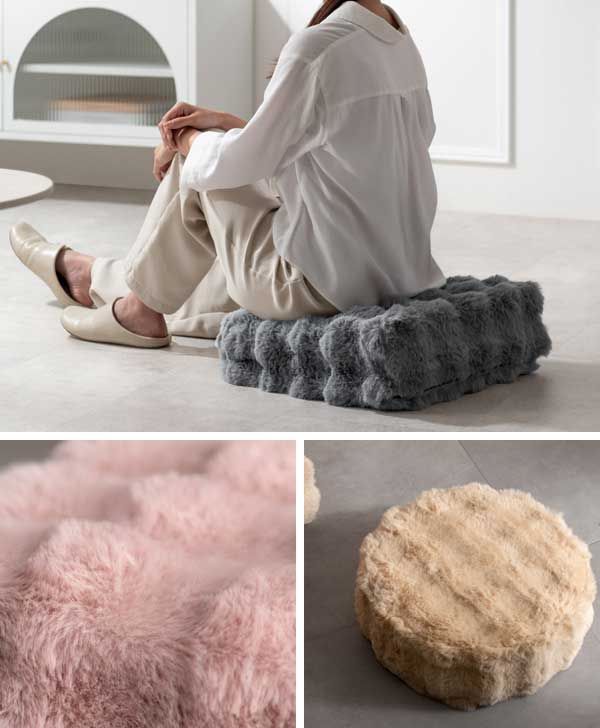 ふわとろマルチクッション（W42×D42×H12cm）四角形／ホワイト　※低反発，チップ，ウレタン，座布団，高密度マイクロファイバー，カバー手洗い可能，シンプル，定番，リーズナブル，高級