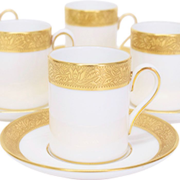 ウェッジウッド WEDGWOOD アスコット ASCOT デミタスカップ - ソーサー 6点 ボーンチャイナ 陶器 金彩 イギリス製 黒壺 レディース メンズ ホワイト ゴールド mbm07016