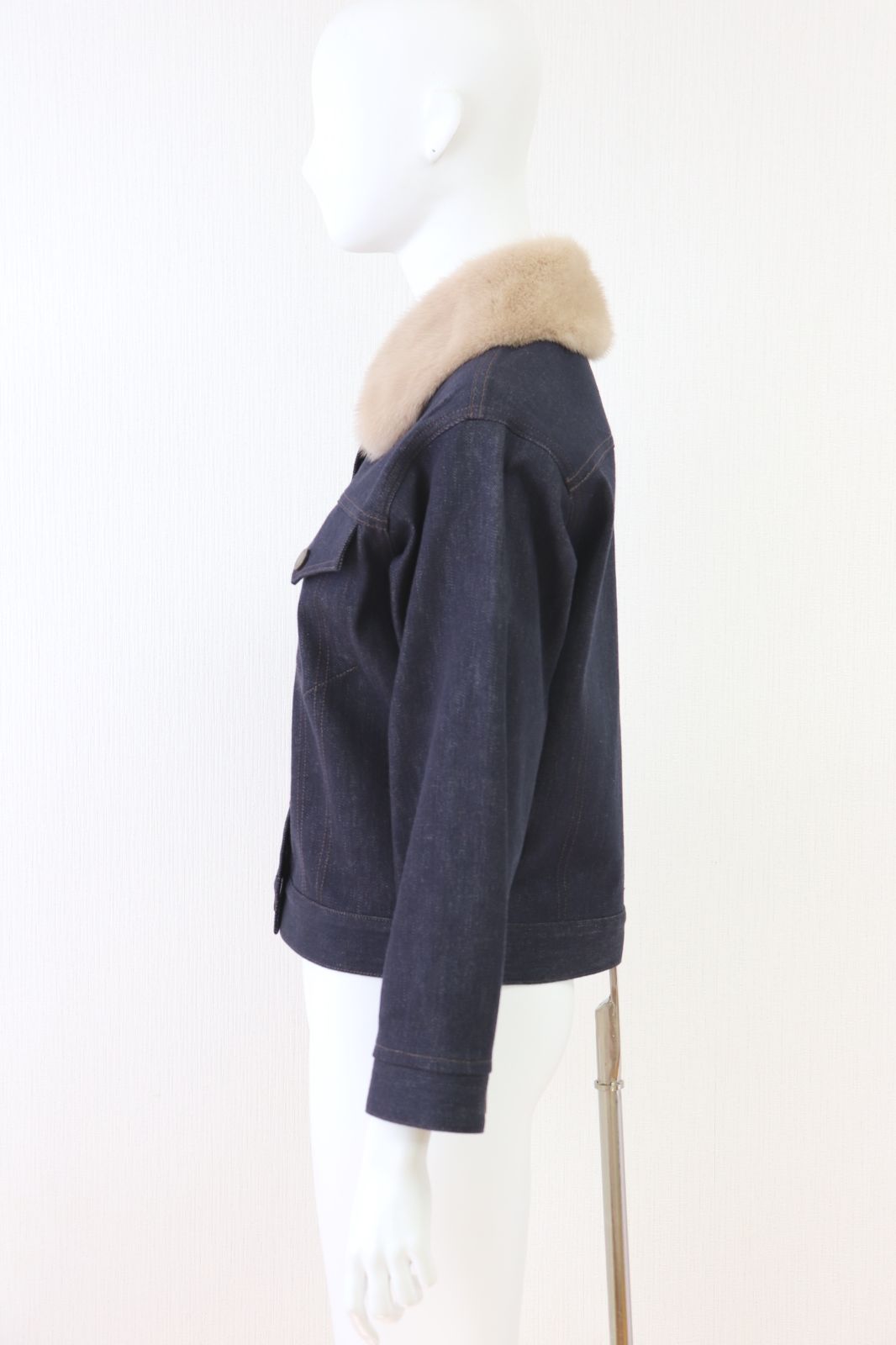 FOXEY Mink.GJ ミンクファーデニムジャケット 40913 紺/ネイビー