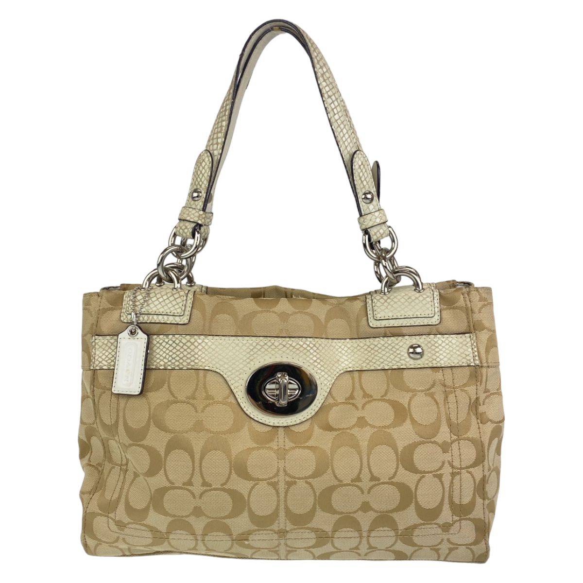 COACH 338 トートバッグ ハンドバッグ キャンバス レザー シグネチャー