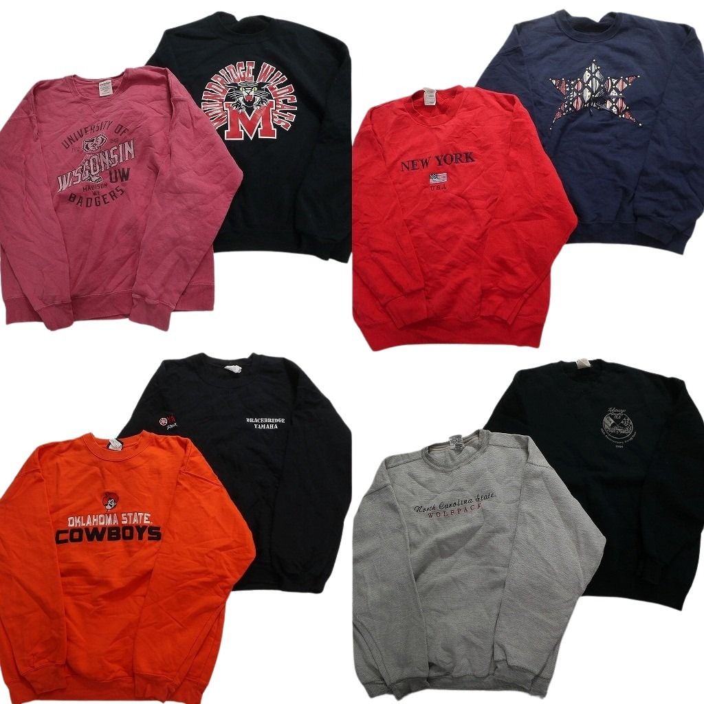 古着卸 まとめ売り カラー スウェット 8枚セット (メンズ L ) 丸首