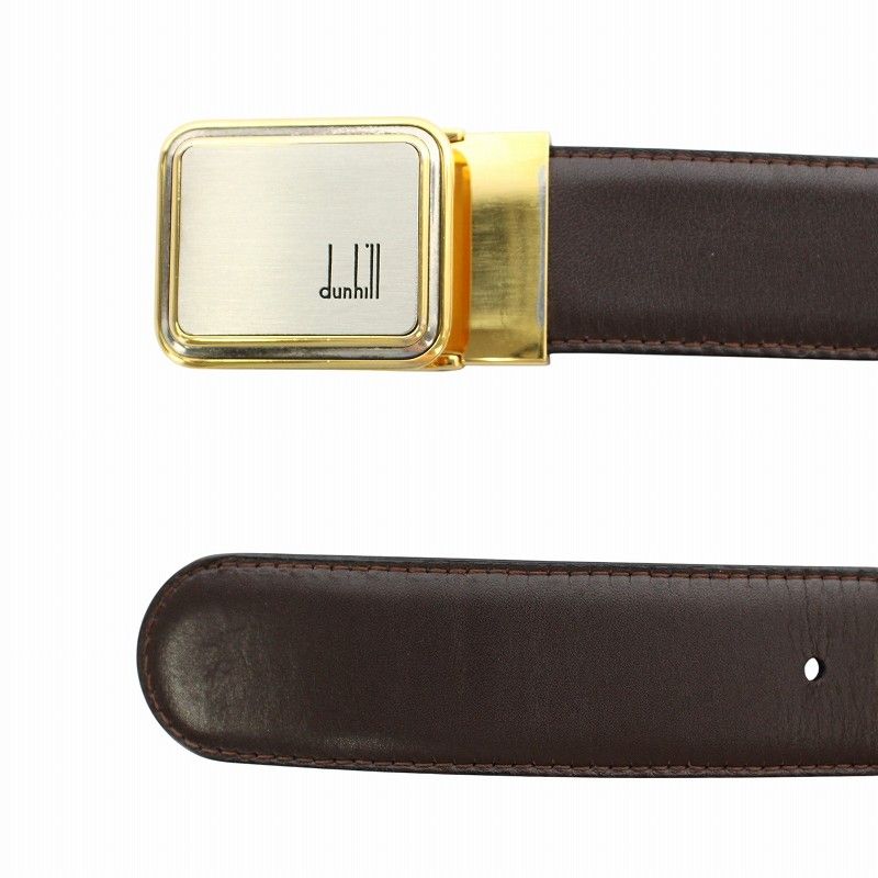 ダンヒル dunhill ベルト レザー ロゴ バックル ゴールド金具