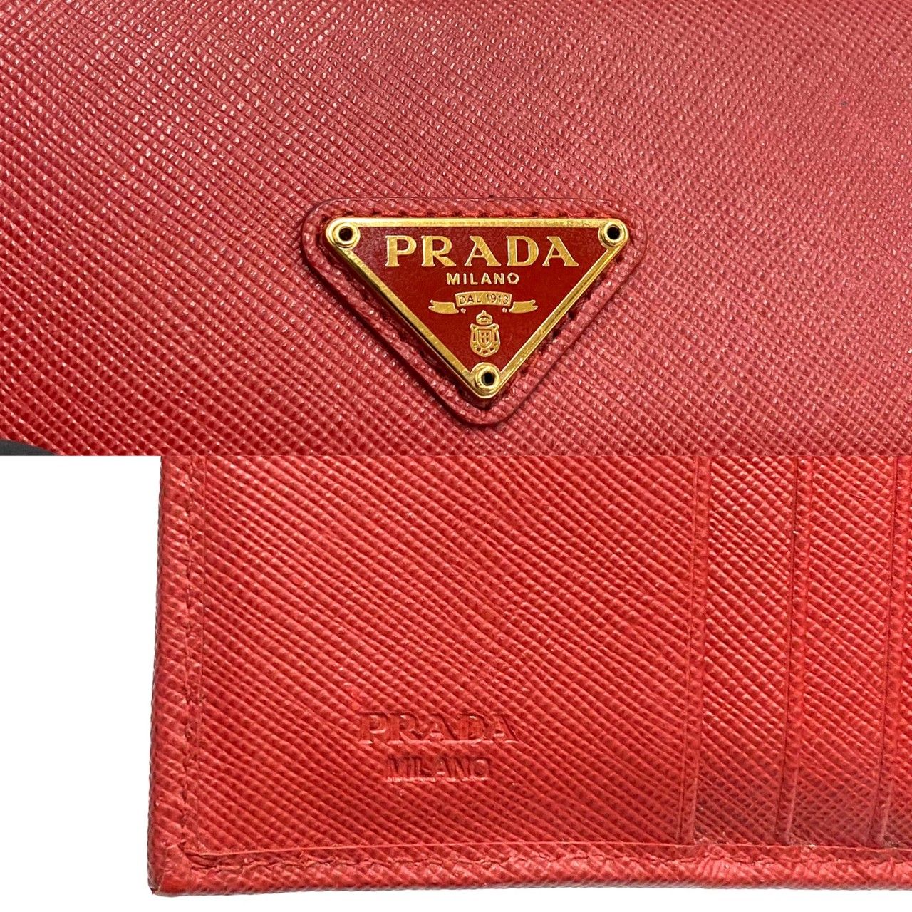 未使用保管品 レア 保存箱 カード付き PRADA プラダ 三角ロゴ 金具