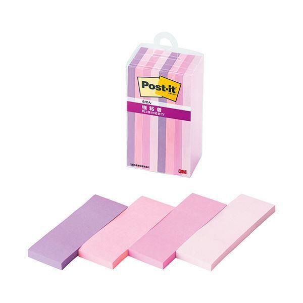 3Mポスト イット 強粘着ふせん マルチ 7 75×25mm 4色 500SS-MC-7N1セット 80冊 8冊×10パック