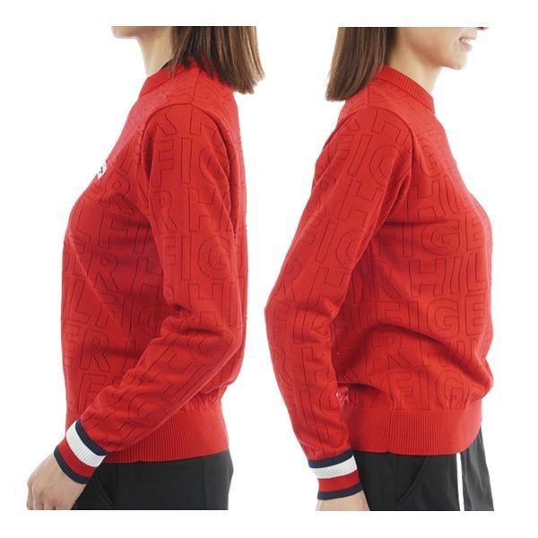 トミーヒルフィガー ゴルフ レディースドットロゴ クルーネックニット