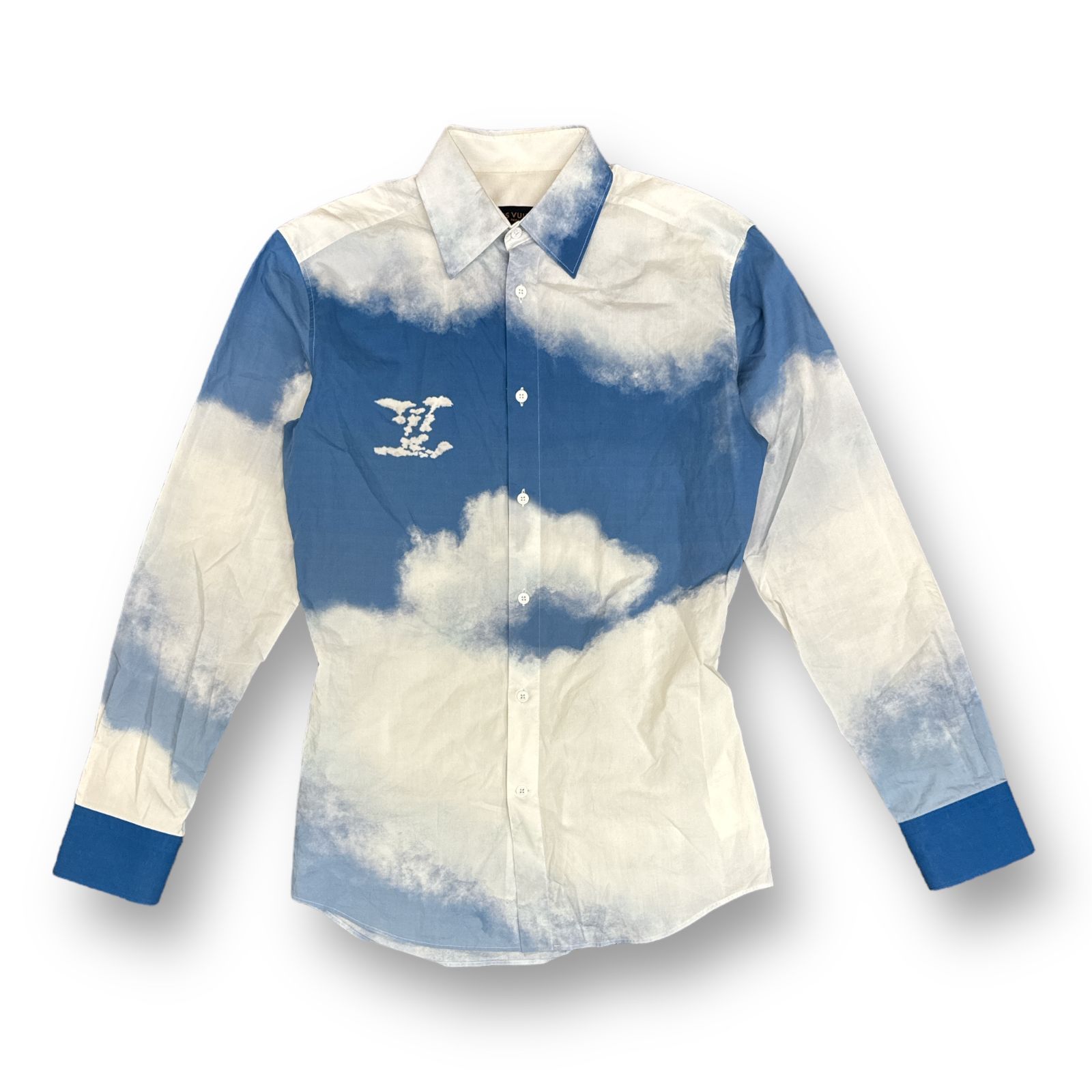 国内正規 LOUIS VUITTON 20AW LV Cloud Print Long Sleeve Shirt エルブイ クラウド プリント  ロングスリーブ シャツ ルイヴィトン RM202 YRU HJS74W ブルー × ホワイト XS 64808A6