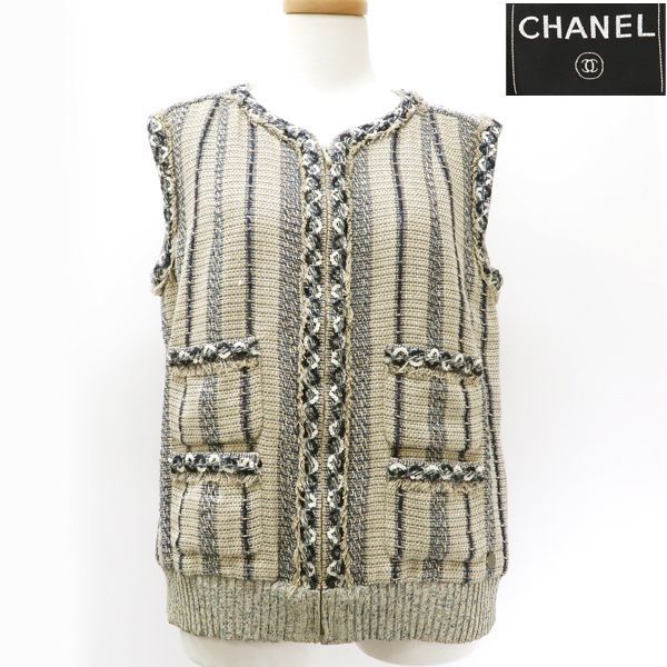 CHANEL - CHANEL ツィード ベスト ブラック 2024SS サイズ38の