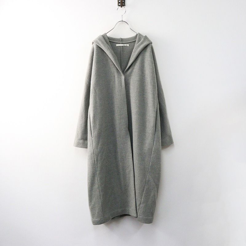 エヴァムエヴァ evam eva press wool hooded coat プレスウールフーデッドコート 1|グレー フード ロング 縮絨 圧縮 2400014370973