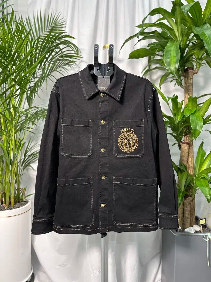 52 サイズ Versace ヴェルサーチェ メドゥーサ 刺繡 デニム シャツ ジャケット