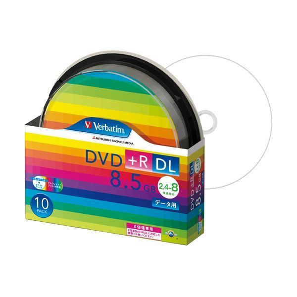 (まとめ) バーベイタム データ用DVD+R DL 8.5GB 8倍速 ワイドプリンターブル スピンドルケース DTR85HP10SV1 1パック(10枚) 