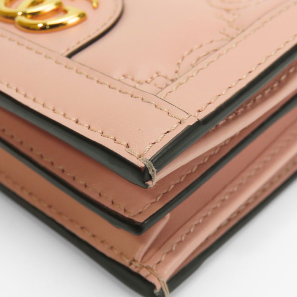 中古】極美品 グッチ 二つ折り財布 723786 GGマトラッセ レザー ピンク