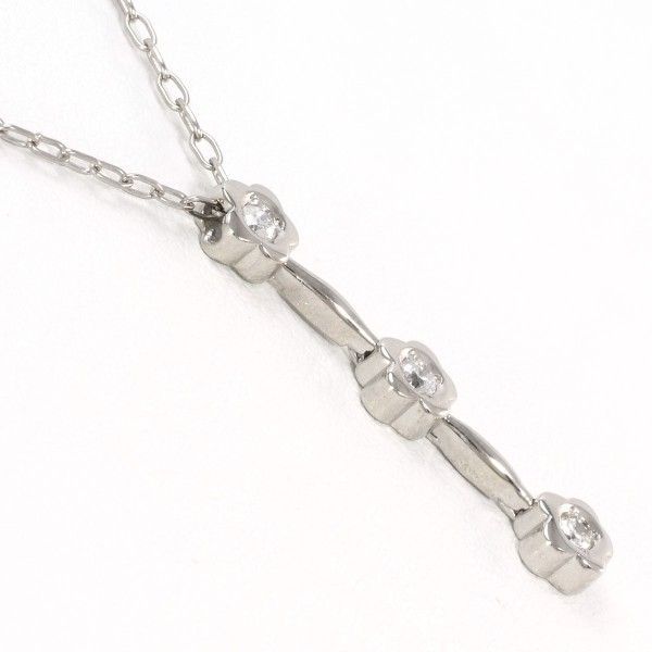 K14WG ネックレス ダイヤ 総重量約1.8g 約40cm K18WG ネックレス