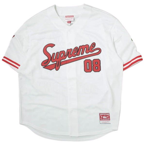 新品 SUPREME シュプリーム 23AW Mitchell u0026 Ness Downtown Hell Baseball Jersey ダウンタウンヘルベースボールジャージ L WHITE WEEK5 半袖 ベースボールシャツ トップス s18521