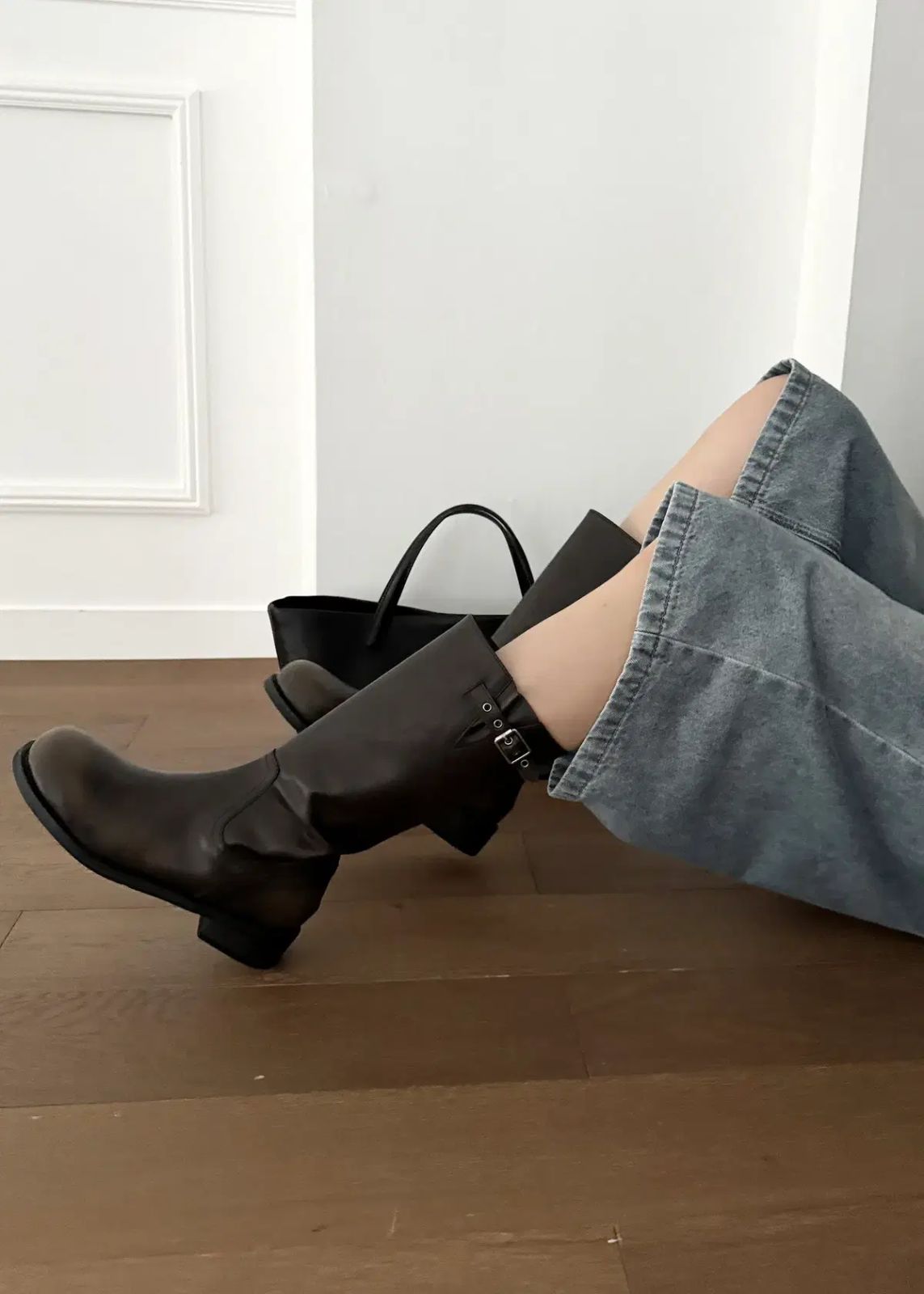 ＃ 1090 バックルハーフブーツ 3 5cm ハーフ ミドルブーツ-ブラウン 1 首輪 KIN-KAAI_COM