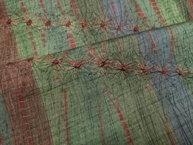 平和屋着物○菅原工房 菅原結作 漢方染紬 紬 総絞り 間道 正絹 逸品