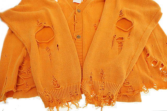 ダブレット doublet 23SS DESTROYED CARDIGAN ORANGE デストロイ