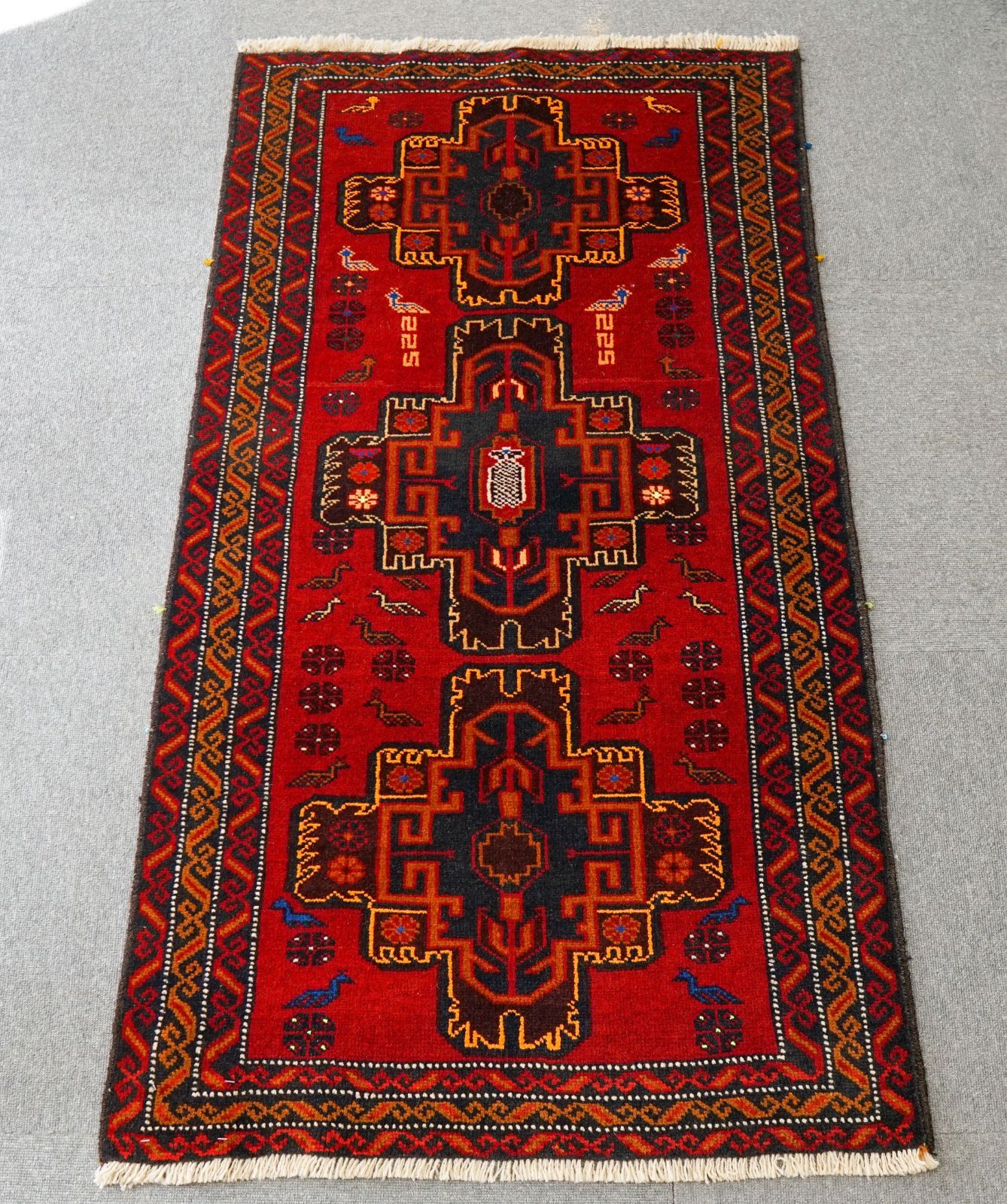 140×62cm【ペルシャ絨毯 ヴィンテージラグ トライバルラグ ヤラメ】