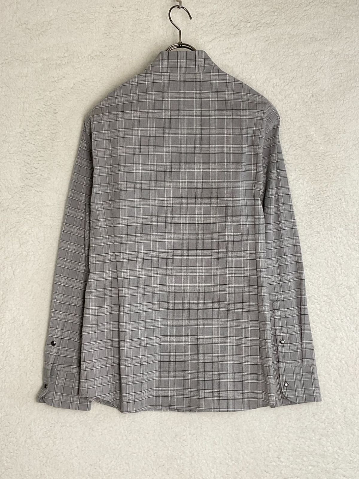 未使用 AKM L グレー GRENCHECK SEER SUCKER SHIRTS グレン
