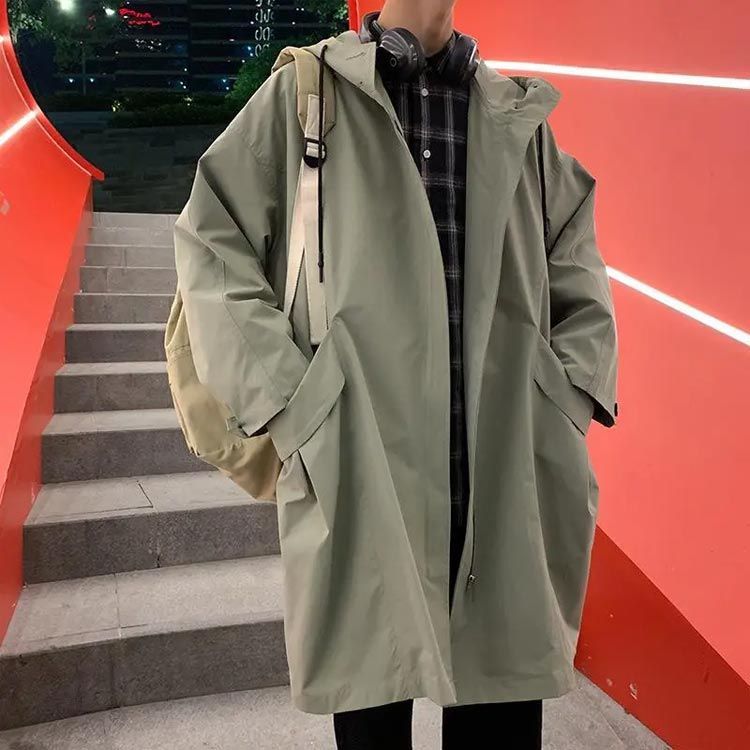 ヒステリックグラマー　フード付き ミリタリー　コート ロング丈 メンズ HYSTERIC GLAMOUR（ヒステリックグラマー）の「ラグランスリーブ