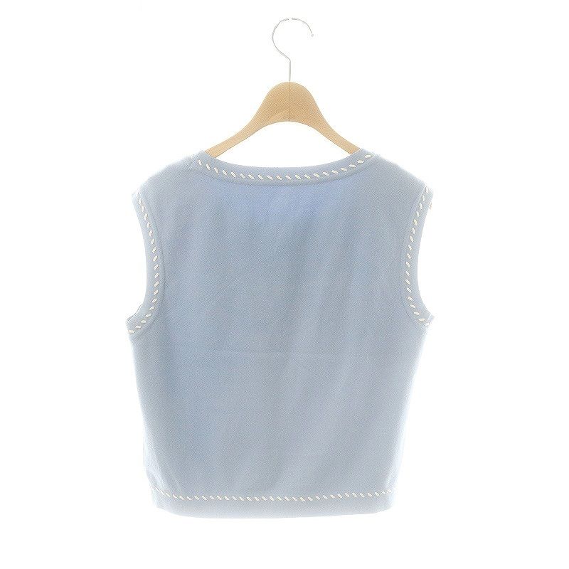 フォクシー FOXEY 24年 Knit Top Leonie ノースリーブニット カットソー 40 M 水色 /AT ■OS レディース フォクシー FOXEY 24年 Knit Top Leonie ノースリーブニット