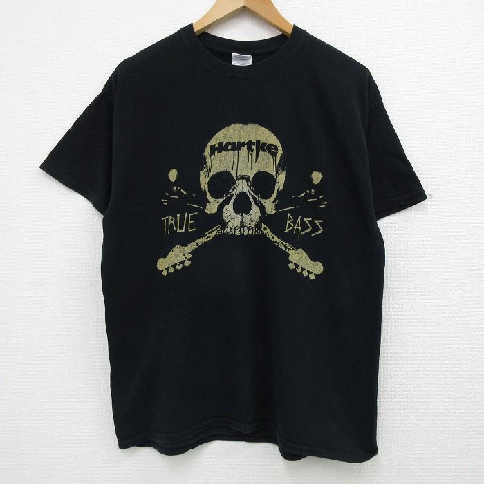 L/古着 半袖 ビンテージ Tシャツ 00s ハートキー ベース スカル コットン クルーネック 黒 ブラック 【spe】 21may20 中古 メンズ