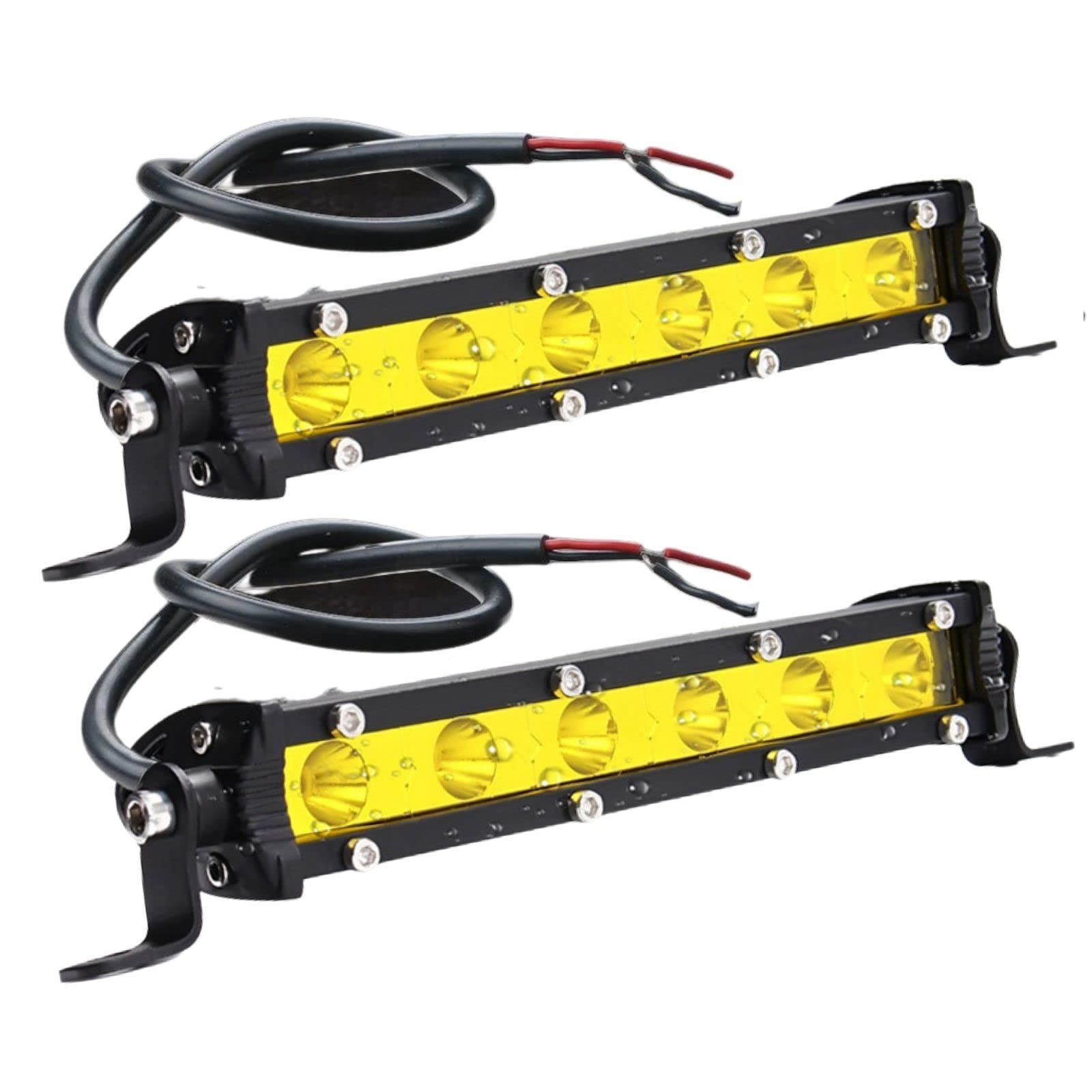 TIGRE BLANC 6連 LED ワークライト 18W 汎用 ライトバー 作業灯 フォグランプ デイライト 12V 24V 18cm 黄色 イエロー  [イエロー] - メルカリ