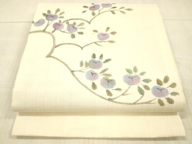 平和屋着物＊夏物 九寸開き名古屋帯 枝花文 正絹 DAAX8962cm