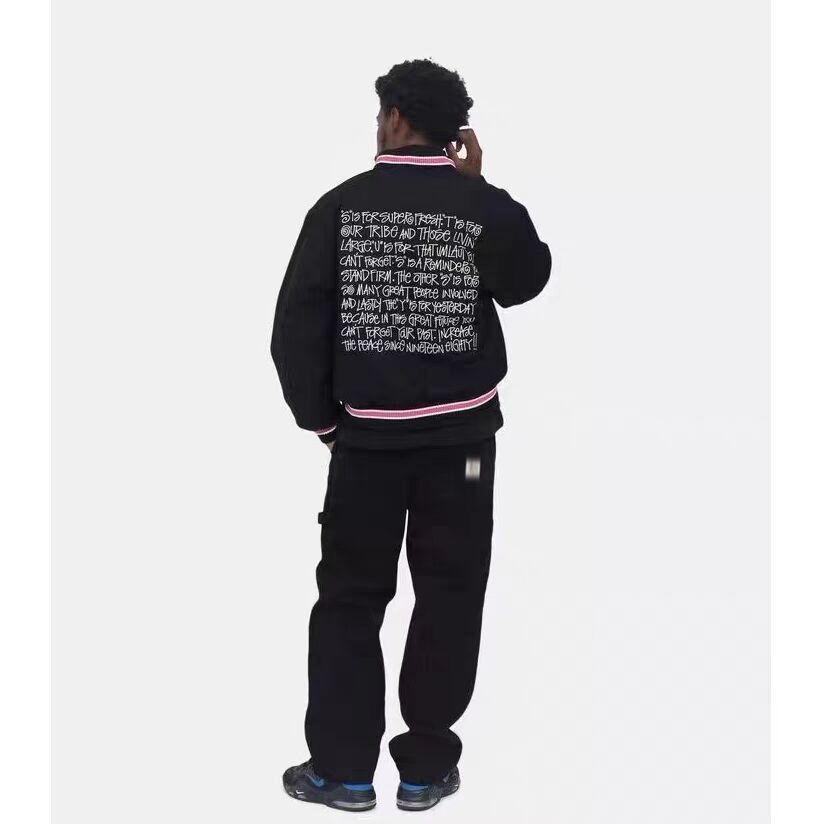 メンズ stussy s talk melton varsity jacket