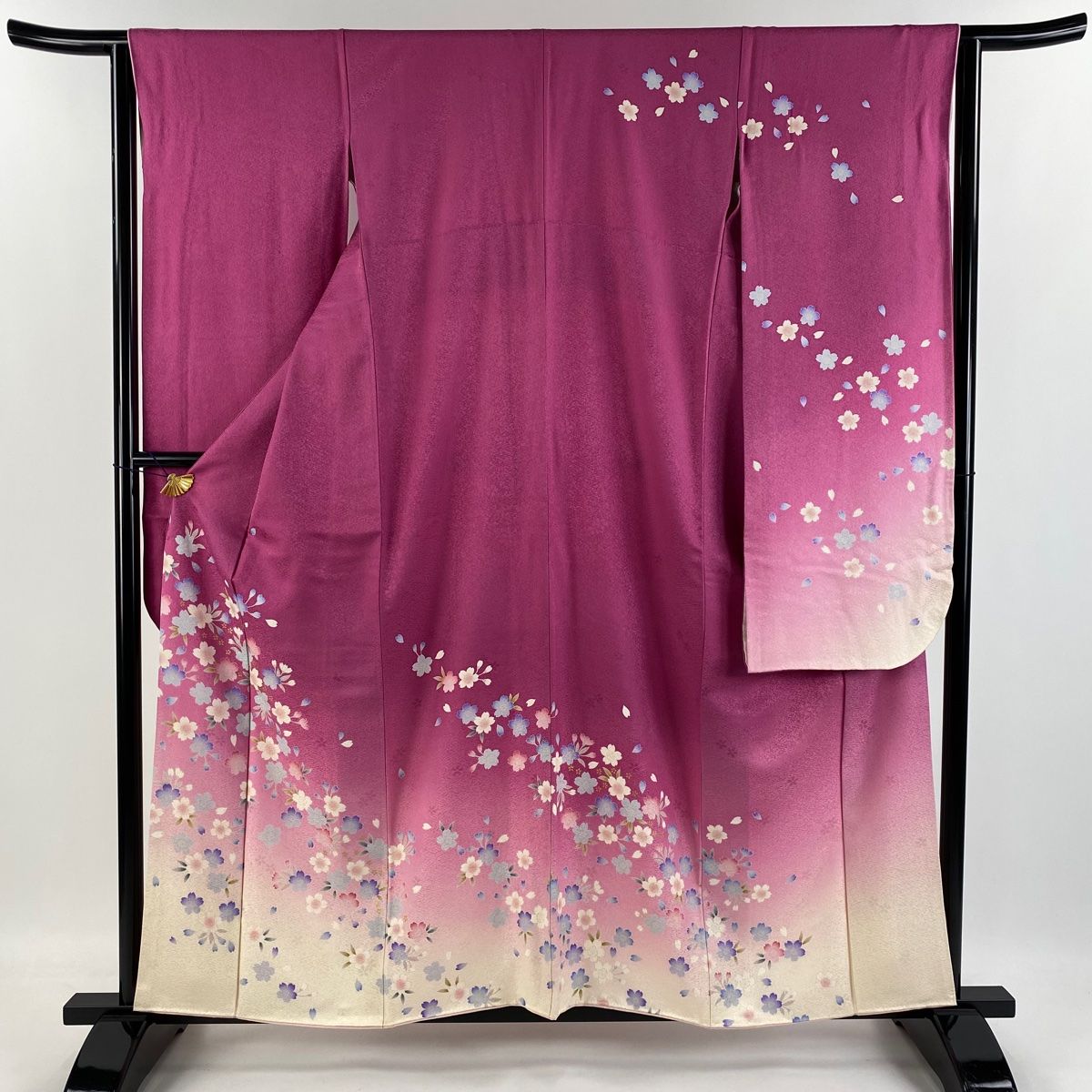 振袖フルセット 白・ピンク・紫　袷 乱 桜 箔 金彩 正絹 楽天市場】【振袖 レンタル】 結婚式 結納R248 正絹 白×藤紫 桜
