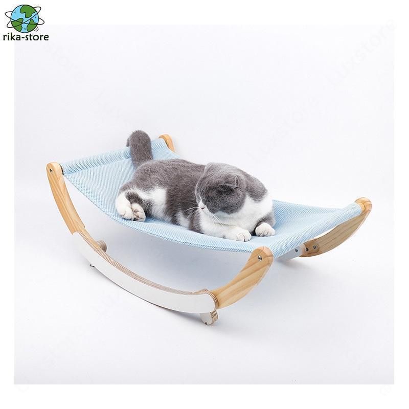 猫 ハンモック ベッド 木製 スタンド型 揺れる 多機能 運動不足