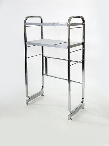 ホワイト サキ 手荷物入れ セルフワゴン メッシュ×レザー調 PVC