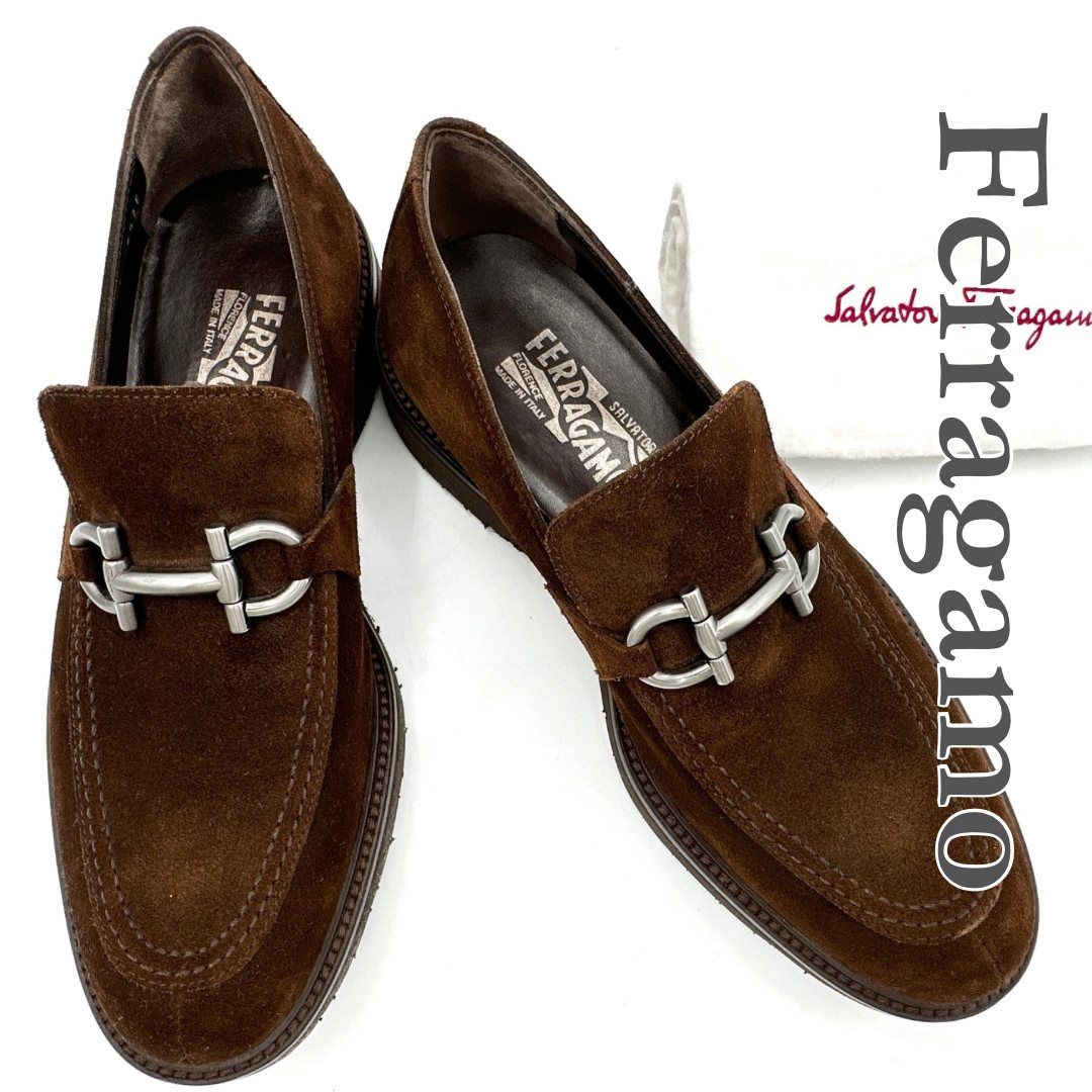 □新品級□ Ferragamo ビットローファー スエード ガンチーニ