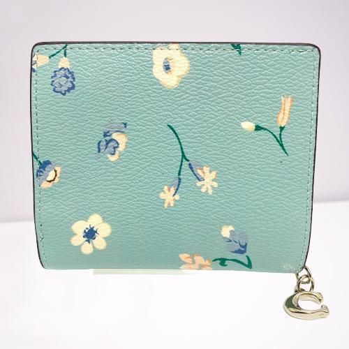 COACH 折り財布 花柄 水色 ブルー - 「アウトレット並行輸入品