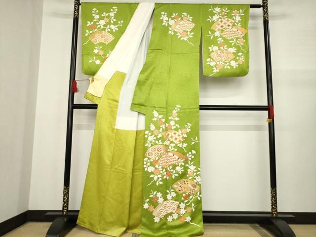 平和屋着物○訪問着 駒刺繍 枝垂れ草花文 暈し染め 金銀彩