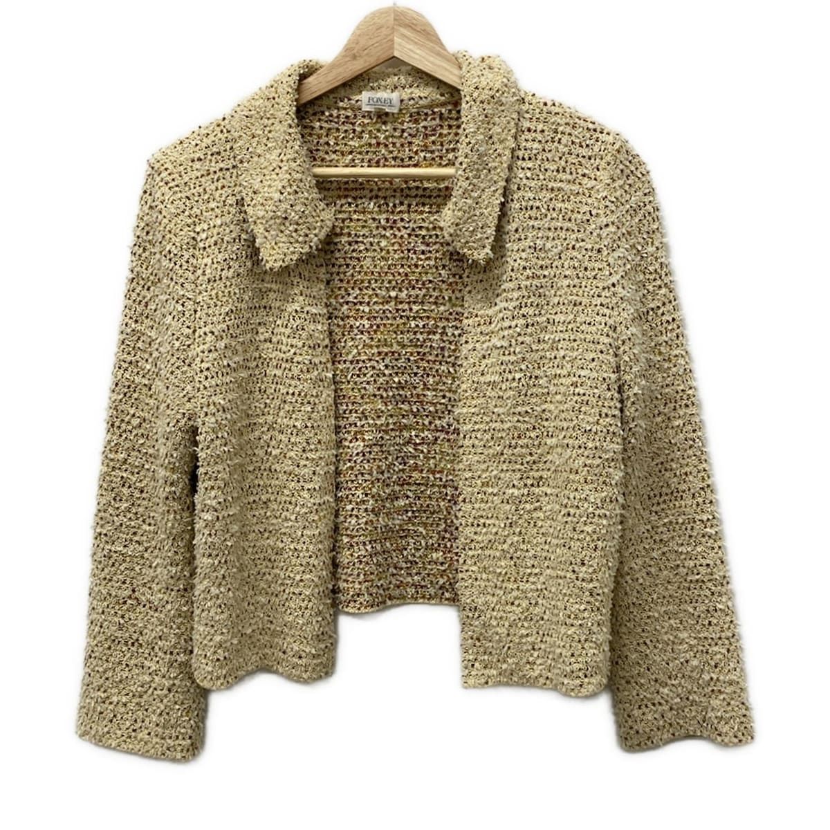 美品】フォクシー 長袖ジャケット ビジューフック 40 ツイード